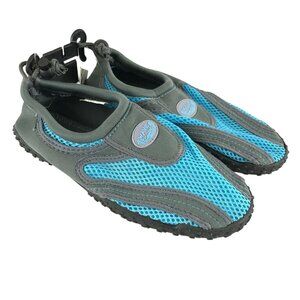 Shoe Shack Womens Water Shoes Slip On Mesh Drawstring Blue Gray Size 7